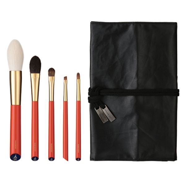 Photo1: Vermillion Handled Brush Set 5 pcs (1)