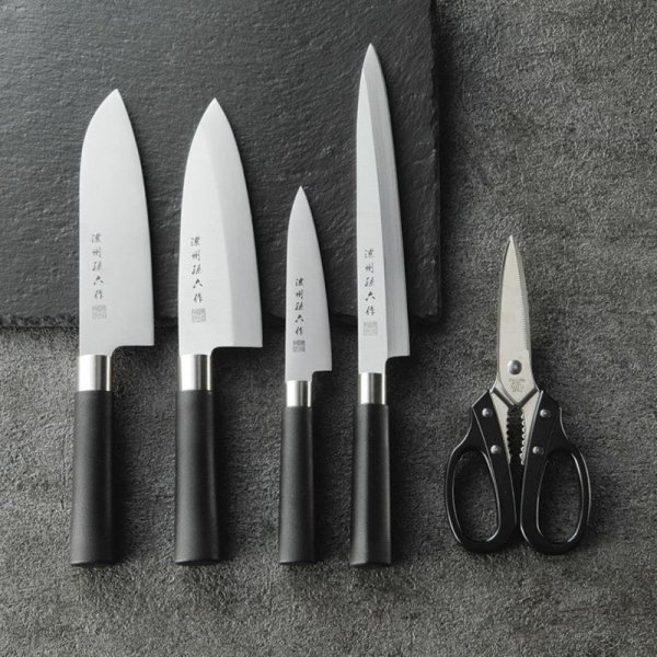 Photo1: Chaozhou Magoroku work / kitchen knife 5 sets (1)