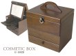 Photo1: made in japan Made of wood Cosmetic box  Make box Dark brown (1)