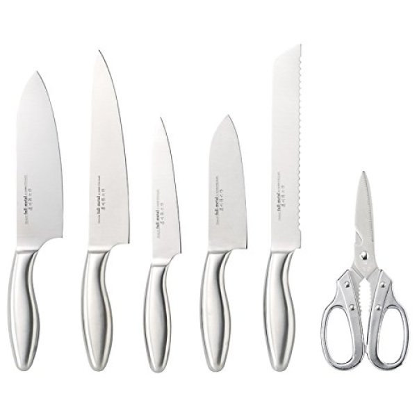 Photo1: Chaozhou Magoroku work / full metal kitchen knife 6 sets (1)
