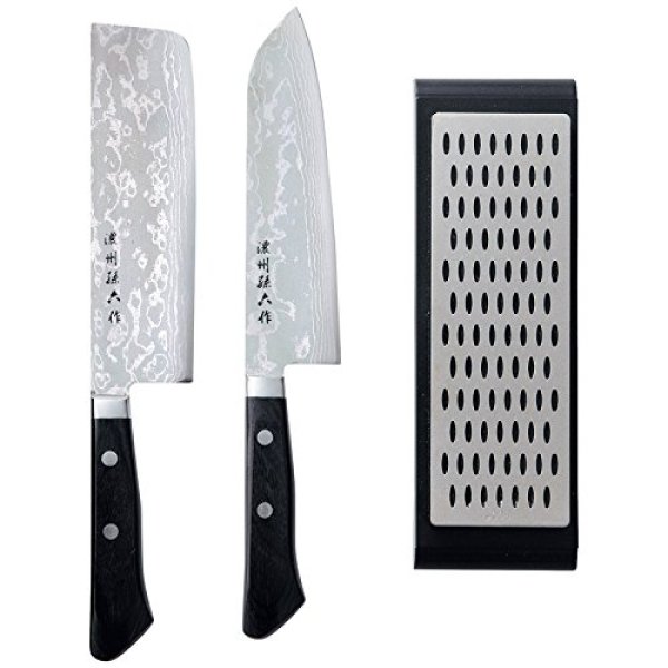 Photo1: Chaozhou Magoroku work / Damascus steel kitchen knife 3 sets (1)