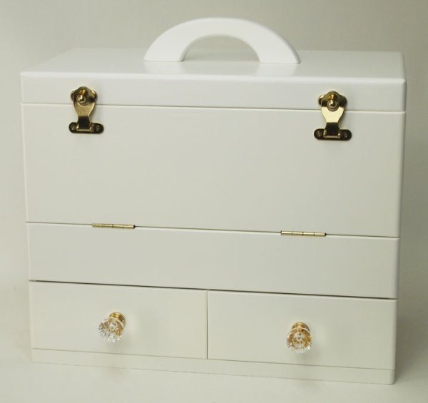 Photo2: Triple mirror  Elegant make box  37 width wide cosmetics box  2 colors (2)