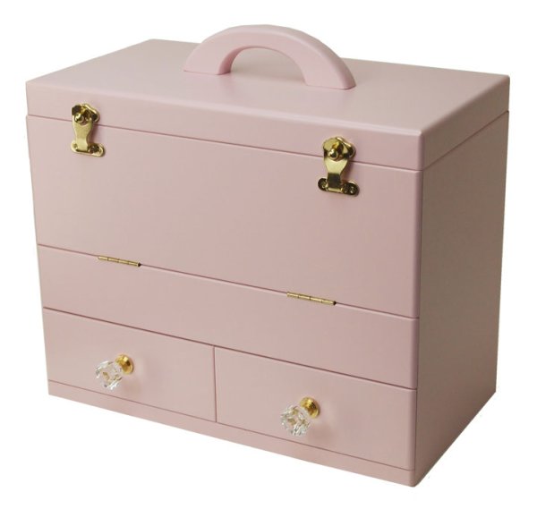 Photo7: Triple mirror  Elegant make box  37 width wide cosmetics box  2 colors (7)