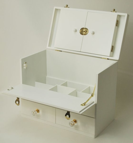 Photo3: Triple mirror  Elegant make box  37 width wide cosmetics box  2 colors (3)