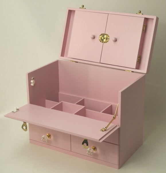 Photo10: Triple mirror  Elegant make box  37 width wide cosmetics box  2 colors (10)