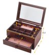 Photo4: Sculpture of the rose  Wooden accessories box  Wine color  One step of drawer  Wooden jewelry box (4)