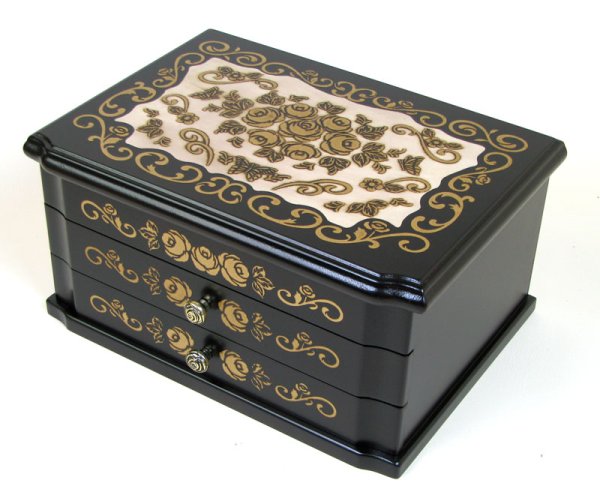 Photo1: made in japan Jewelry box  Gold Rose pattern (1)