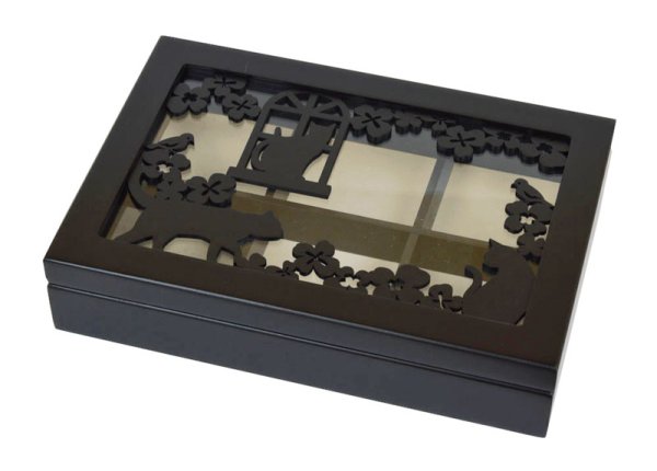 Photo1: Black cat collection box accessories case jewelry case (1)