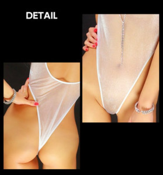 Photo2: [Sexy Swimwear Swimsuit Costume Japan WSC]　Mesh high leg-cut bathing suit halfback one piece (2)
