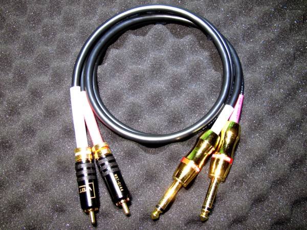Photo1: Rca ⇔ Ts gold plug WBT hifi audio cable 65 cm x 2 (1)